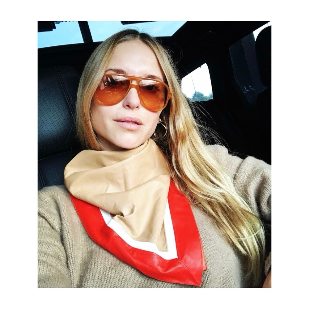 CÉLINE LAMBSKIN LEATHER FOULARD SCARF BY PHOEBE PHILO